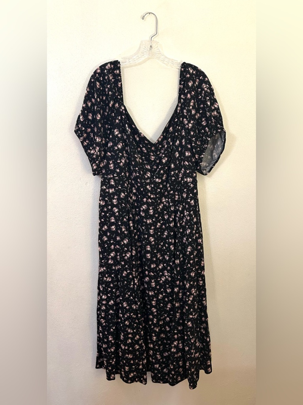 Torrid Black Floral Dress with Pink Accents